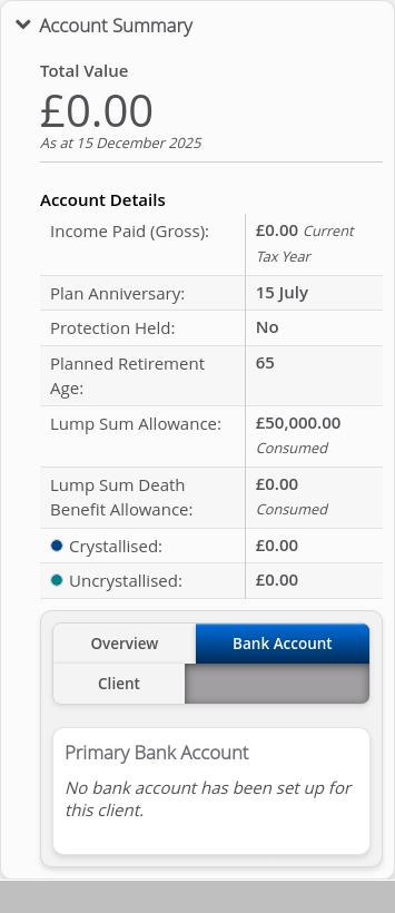 Role-Adviser > 06 Account Summary - NO DATA > Summary tabs